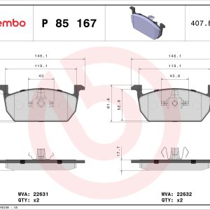 Placute frana SKODA SCALA (NW1) 1.0 TSI benzina 110 cai BREMBO P 85 167