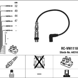 Set cablaj aprindere SKODA RAPID (NH3, NK3, NK6) 1.2 TSI benzina 86 cai NGK 44316