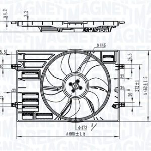 Ventilator radiator SKODA KAROQ (NU7, ND7) 1.5 TSI benzina 150 cai MAGNETI MARELLI 069422828010