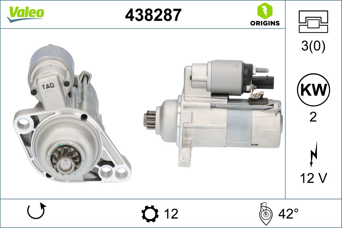 Electromotor SKODA RAPID (NH3, NK3, NK6) 1.6 TDI diesel 115 cai VALEO 438287