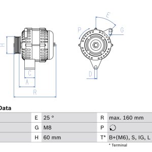 Alternator TOYOTA COROLLA Compact (_E10_) 1.3 12V (EE100_, EE100R) benzina 72 cai BOSCH 0 986 040 461