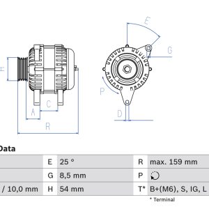 Alternator TOYOTA CARINA E VI limuzina (_T19_) 1.6 16V (AT190_, AT190R) benzina 116 cai BOSCH 0 986 040 471