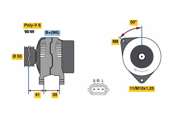 Alternator TOYOTA COROLLA combi (_E12_) 1.6 VVT-i (ZZE121_, ZZE121R) benzina 110 cai BOSCH 0 986 049 490