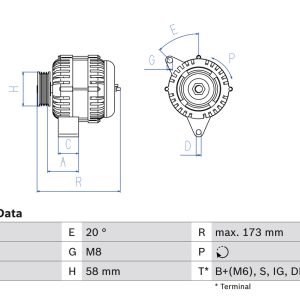 Alternator TOYOTA HILUX VII pick-up (_N1_, _N2_, _N3_) 3.0 D-4D 4WD (KUN26) diesel 163 cai BOSCH 0 986 082 040