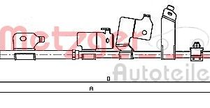Cablu frana de parcare TOYOTA AURIS (_E15_) 1.33 Dual-VVTi (NRE150_, NRE150R) benzina 101 cai METZGER 17.1096