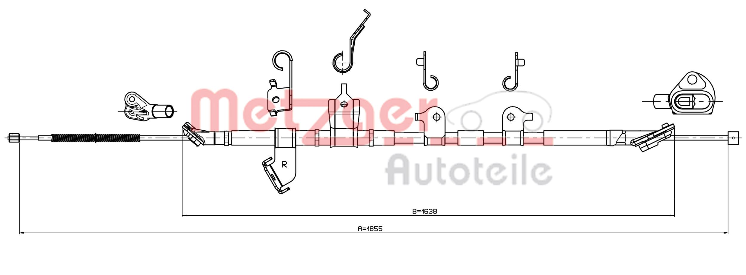 Cablu frana de parcare TOYOTA RAV 4 III (_A3_) 2.2 D 4WD (ALA30_, ALA30R) diesel 150 cai METZGER 17.1570