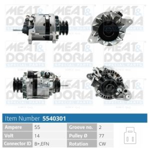 Alternator TOYOTA HILUX V pick-up (_N8_, _N9_, _N10_, _N11_) 2.4 D (LN85_, LN110, LN90) diesel 83 cai MEAT DORIA 5540301