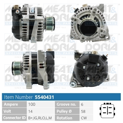 Alternator TOYOTA YARIS (_P9_) 1.4 D-4D (NLP90_, NLP90R) diesel 90 cai MEAT DORIA 5540431