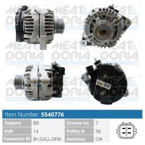 Alternator TOYOTA HILUX VII pick-up (_N1_, _N2_, _N3_) 2.5 D-4D (KUN15, KUN10) diesel 102 cai MEAT DORIA 5540776
