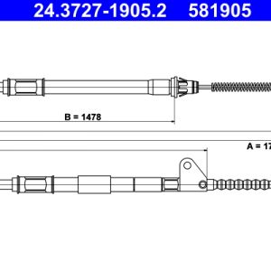 Cablu frana de parcare TOYOTA AVENSIS Liftback (_T22_) 2.0 TD (CT220_, CT220R) diesel 90 cai ATE 24.3727-1905.2