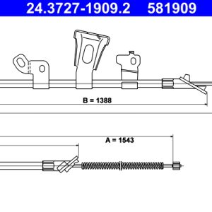 Cablu frana de parcare TOYOTA YARIS (_P1_) 1.4 D-4D (NLP10_, NLP10R) diesel 75 cai ATE 24.3727-1909.2