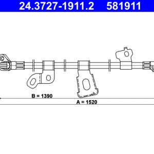 Cablu frana de parcare TOYOTA YARIS (_P1_) 1.0 (SCP10_, SCP10R) benzina 65 cai ATE 24.3727-1911.2