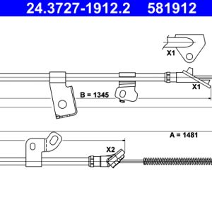 Cablu frana de parcare TOYOTA YARIS (_P1_) 1.5 (NCP13_, NCP13R) benzina 105 cai ATE 24.3727-1912.2