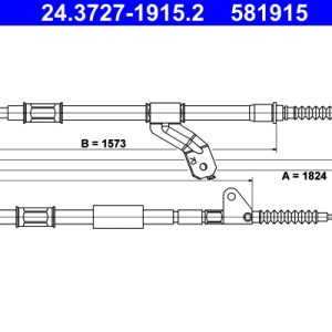 Cablu frana de parcare TOYOTA AVENSIS Liftback (_T22_) 1.6 VVT-i (ZZT220_, ZZT220R) benzina 110 cai ATE 24.3727-1915.2