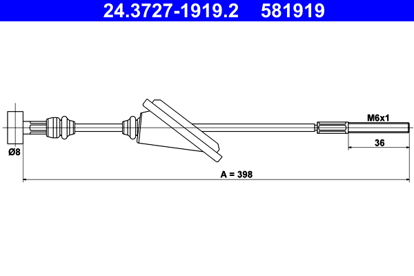 Cablu frana de parcare TOYOTA COROLLA (_E12_) 2.0 D-4D (CDE120R, CDE120L_) diesel 110 cai ATE 24.3727-1919.2