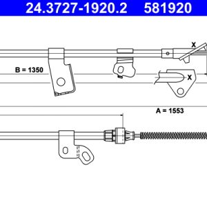 Cablu frana de parcare TOYOTA YARIS (_P1_) 1.4 D-4D (NLP10_, NLP10R) diesel 75 cai ATE 24.3727-1920.2