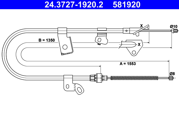 Cablu frana de parcare TOYOTA YARIS (_P1_) 1.0 (SCP10_, SCP10R) benzina 65 cai ATE 24.3727-1920.2