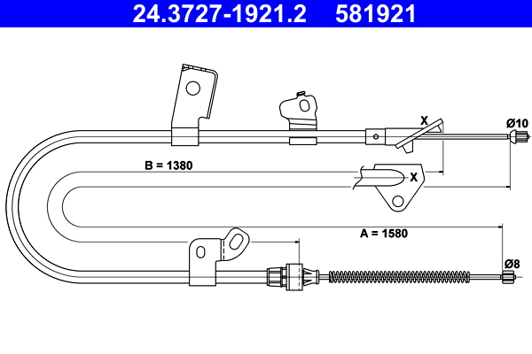 Cablu frana de parcare TOYOTA YARIS (_P1_) 1.0 (SCP10_, SCP10R) benzina 65 cai ATE 24.3727-1921.2