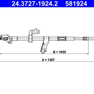 Cablu frana de parcare TOYOTA RAV 4 II (_A2_) 1.8 (ZCA25_, ZCA26_, ZCA25W, ZCA26W) benzina 125 cai ATE 24.3727-1924.2