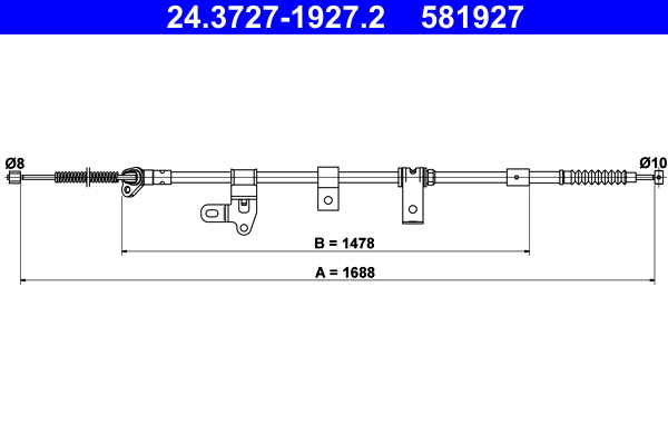 Cablu frana de parcare TOYOTA COROLLA limuzina (_E12_) 2.0 D-4D (CDE120_, CDE120R) diesel 90 cai ATE 24.3727-1927.2