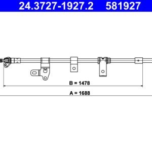 Cablu frana de parcare TOYOTA COROLLA (_E12_) 1.4 VVT-i (ZZE120_, ZZE120R) benzina 97 cai ATE 24.3727-1927.2