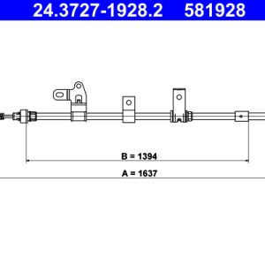 Cablu frana de parcare TOYOTA COROLLA (_E12_) 1.4 VVT-i (ZZE120_, ZZE120R) benzina 97 cai ATE 24.3727-1928.2