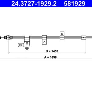Cablu frana de parcare TOYOTA COROLLA limuzina (_E12_) 1.4 VVT-i (ZZE120_, ZZE120R) benzina 97 cai ATE 24.3727-1929.2