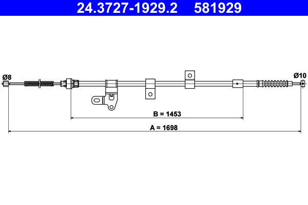 Cablu frana de parcare TOYOTA COROLLA (_E12_) 2.0 D-4D (CDE120R, CDE120L_) diesel 110 cai ATE 24.3727-1929.2