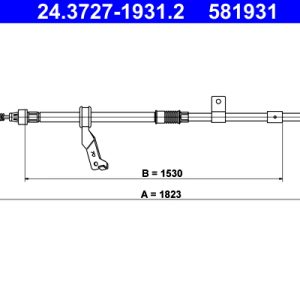 Cablu frana de parcare TOYOTA AVENSIS limuzina (_T25_) 1.6 VVT-i (ZZT250_, ZZT250R) benzina 110 cai ATE 24.3727-1931.2