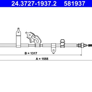 Cablu frana de parcare TOYOTA YARIS (_P9_) 1.4 D-4D (NLP90_, NLP90R) diesel 90 cai ATE 24.3727-1937.2