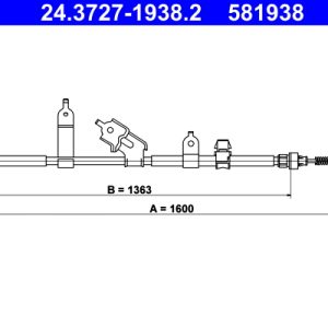 Cablu frana de parcare TOYOTA YARIS (_P9_) 1.0 VVT-i (KSP90) benzina 71 cai ATE 24.3727-1938.2