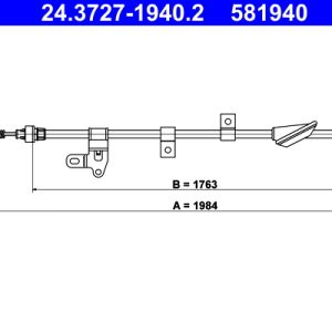 Cablu frana de parcare TOYOTA COROLLA Verso (ZER_, ZZE12_, R1_) 1.6 (ZNR10_, ZNR10R) benzina 110 cai ATE 24.3727-1940.2