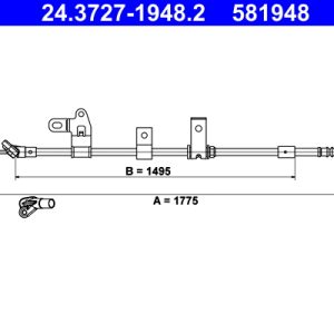 Cablu frana de parcare TOYOTA PRIUS Liftback (_W2_) 1.5 Hybrid (NHW2_) benzina/elector 113 cai ATE 24.3727-1948.2