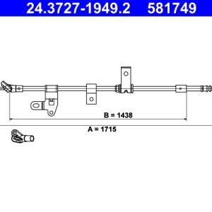 Cablu frana de parcare TOYOTA PRIUS Liftback (_W2_) 1.5 Hybrid (NHW20_, NHW20R) benzina/elector 112 cai ATE 24.3727-1949.2