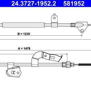 Cablu frana de parcare TOYOTA AYGO Caseta/ Hatchback (_B1_) 1.0 VVTi (KGB10) benzina 68 cai ATE 24.3727-1952.2