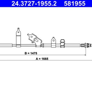 Cablu frana de parcare TOYOTA YARIS (_P9_) 1.8 VVTi (ZSP90_, ZSP90R) benzina 133 cai ATE 24.3727-1955.2