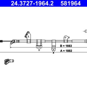 Cablu frana de parcare TOYOTA RAV 4 III (_A3_) 2.0 4WD (ZSA30_, ZSA30R) benzina 158 cai ATE 24.3727-1964.2