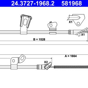 Cablu frana de parcare TOYOTA YARIS VERSO VAN (_P2_) 1.4 D4d (NLP22_) diesel 75 cai ATE 24.3727-1968.2