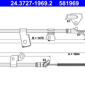 Cablu frana de parcare TOYOTA YARIS VERSO (_P2_) 1.3 (NCP20_, NCP22_, NCP20R, NCP22R) benzina 86 cai ATE 24.3727-1969.2