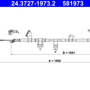 Cablu frana de parcare TOYOTA RAV 4 III (_A3_) 2.0 4WD (ZSA30_, ZSA30R) benzina 158 cai ATE 24.3727-1973.2