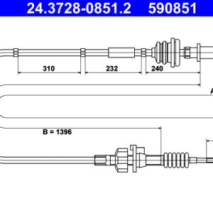 Cablu ambreiaj TOYOTA AYGO (_B1_) 1.0 (KGB10_, KGB10R) benzina 68 cai ATE 24.3728-0851.2