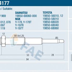 Bujie incandescenta TOYOTA LAND CRUISER (_J6_) 4.0 Diesel (HJ60) diesel 103 cai FAE 74177