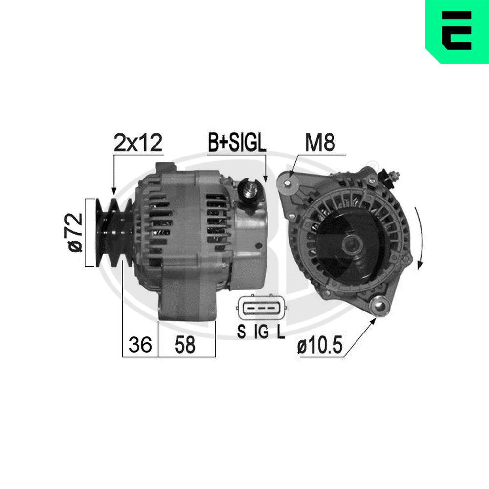 Alternator TOYOTA LAND CRUISER 90 (_J9_) 3.0 TD (KZJ90_, KZJ95_, KZJ90R, KZJ95R, KZJ90W, KZJ95W) diesel 125 cai ERA 209250A