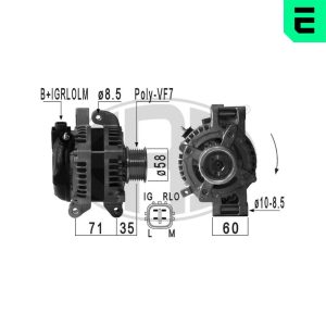 Alternator TOYOTA VERSO (_R2_) 2.0 D-4D (AUR20_, AUR20R) diesel 126 cai ERA 210934A