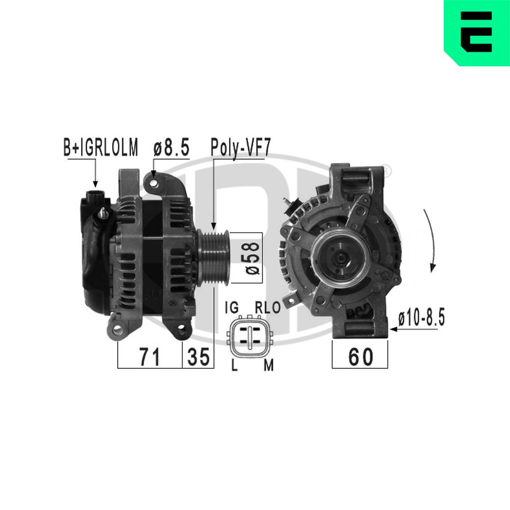 Alternator TOYOTA VERSO (_R2_) 2.0 D-4D (AUR20_, AUR20R) diesel 126 cai ERA 210934A