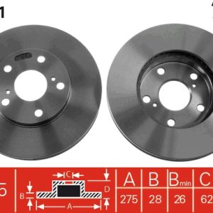 Disc frana TOYOTA AVENSIS VERSO (_M2_) 2.0 D (CLM20_, CLM20R) diesel 116 cai TRW DF1431