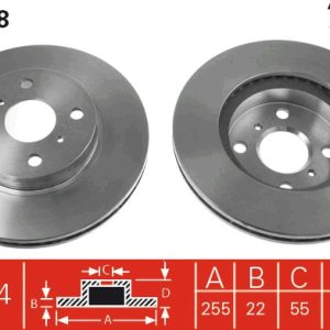 Disc frana TOYOTA COROLLA caroserie inchisa/combi (_E11_) 2.0 D4d (CDE110) diesel 90 cai TRW DF2658