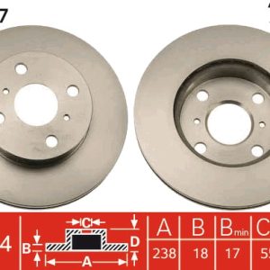 Disc frana TOYOTA STARLET (_P9_) 1.3 (EP91_, EP91R) benzina 75 cai TRW DF4007
