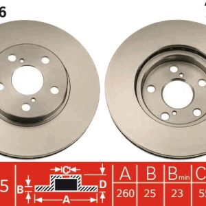 Disc frana TOYOTA AVENSIS (_T22_) 2.0 TD (CT220_, CT220R) diesel 90 cai TRW DF4046