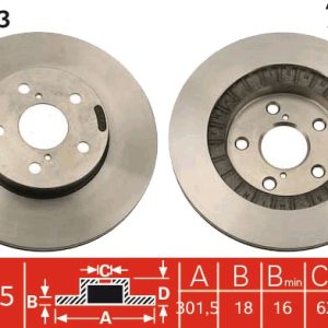 Disc frana TOYOTA RAV 4 I (_A1_) 2.0 benzina 129 cai TRW DF4093